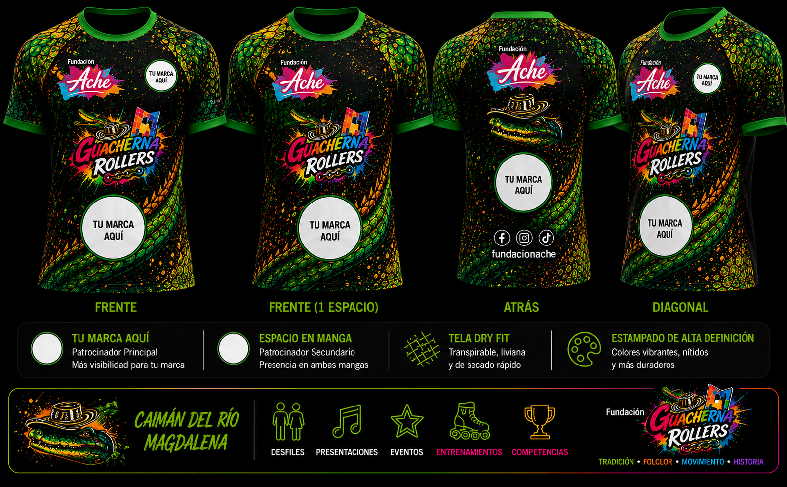 Mockup camisas Guacherna Rollers